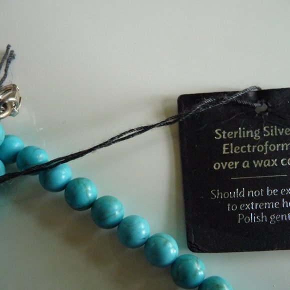 STERLING SILVER GENUINE TURQUOISE STONE BOHO CHIC MADE IN ISRAEL NECKLACE - Picture 2 of 5